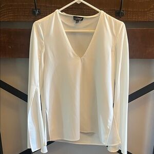 Topshop Cream V-Neck Blouse